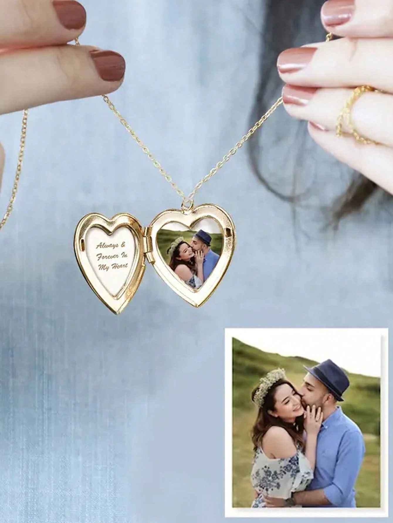 Custom Personalized Photo Heart Pendant Necklace